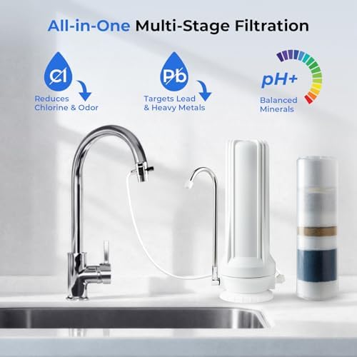 iSpring CT10-W Countertop Water Filter, Multi-Layer Faucet Water Filter System with Versatile Faucet Adapter, Reduces Heavy Metals, Bad Odor, and Chlorine, White - Image 3