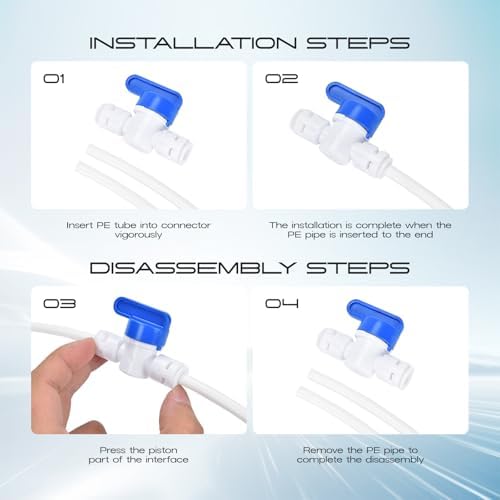 Refrigerator Water Line Kit, CNAODUN Ice Maker Water Line Kit with 1/4" OD 39.4ft Water Line Reverse Osmosis Quick Connect Fittings Push To Connect Water Tube Fittings for Fridge Ice Maker - Image 5