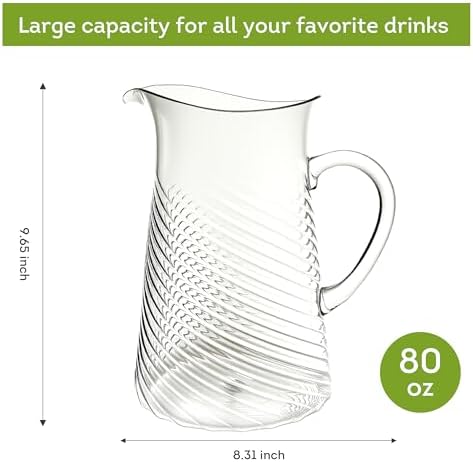 Lily's Home Shatterproof Acrylic Pitcher with spout, Versatile Plastic Pitcher for Water, Juice, Iced Tea, Milk, Iced Tea Beverage Carafe, Dishwasher Safe Top Rack, 2.5QT/80 OZ - Image 2