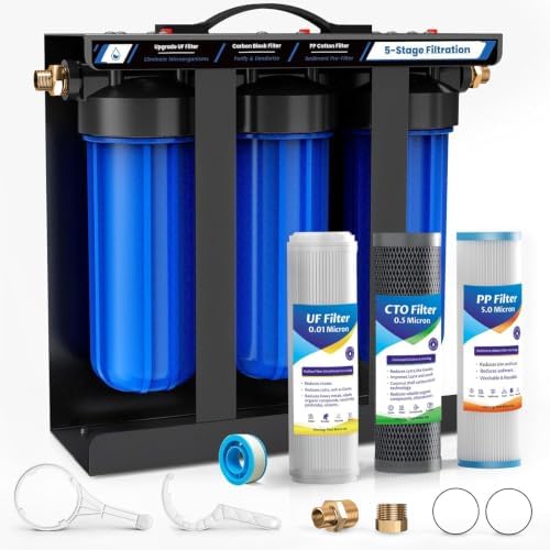 RV Water Filter System,5-Stage Water Filtration for Rvs and Campers, 0.01 Micron Filters Out Sediments, Chlorine, Vocs, Heavy Metals, Odors for Travel Trailers, Boats, 1" Inlet/Outlet by WLSINJL