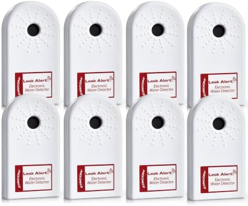Zircon Leak Alert Water Leak Detector & Flood Sensor Alarm/Water Leak Sensor with Dual Leak Alarms 90dB Audio/Battery Powered (Contractor 8 Pack) Batteries Not Incuded,72309,White by Zircon
