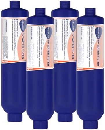 WELLUCK RV Camper Inline Water Filter Reduce Chlorine and Odor, 4 Packs RV Camping Water Hose Filter Accessories for Camping Trailer Motorhome Boat Marine Drinking Garden Car Washing by WELLUCK