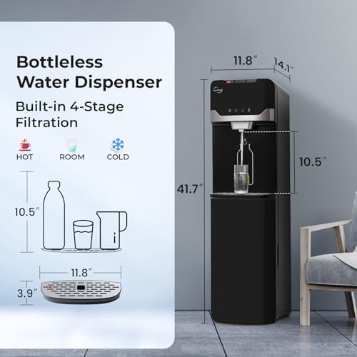iSpring Bottleless Water Dispenser with Built-in 4-Stage Filtration, Hot/Cold/Room Temp, Self Cleaning, Stainless Steel, Model: DS4B - Image 3