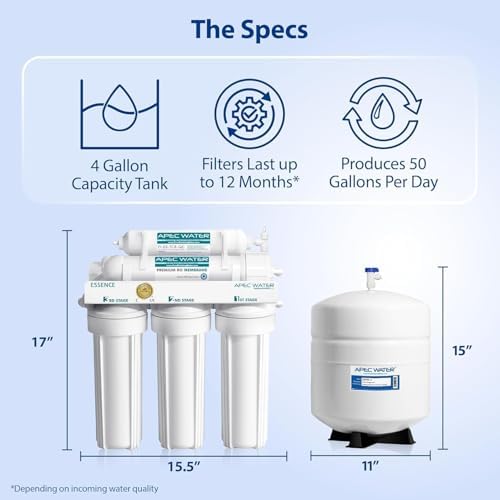 APEC Water 5-Stage Under Sink Reverse Osmosis Water Filter System with Extra High Capacity Pre-Filter Set, Essence Series, WQA Certified, 50 GPD, Removes 99.99% of Contaminants, Home Water Filtration - Image 2