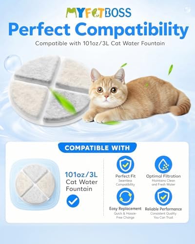 8 Pack Pet Water Fountain Filter Replacement Fit for 101oz/3L - Image 2