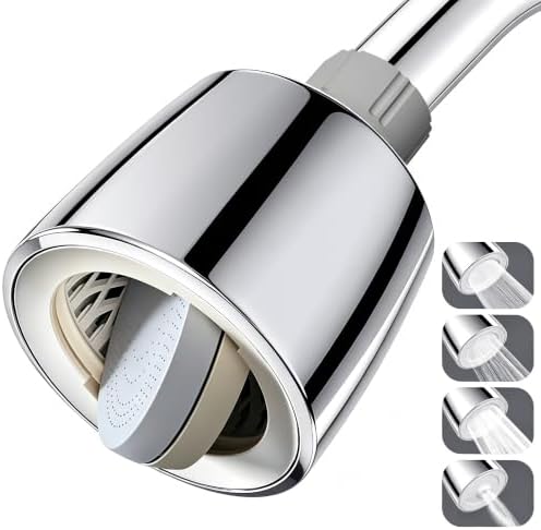 High Pressure Fixed Showerhead with Patented Dual-Sided Flip Reverse Flush, Flip Faceplate to Clear Clogs or Switch Modes, Anti-Leak, Adjustable Swivel Joint, 4 Modes Total, Chrome by Unknown