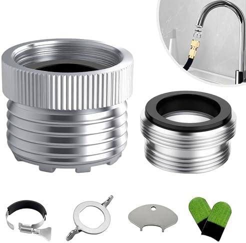 3/4" Garden Hose Adapter for Sink Faucets (22mm & 24mm) – Solid Brass Faucet to Hose Adapter with Built-in Aerator, Removal Tool & Finger Guards – Faucet Accessories by Unknown