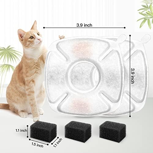 Porens 28 Pcs Cat Water Fountain Replacement Filters-14 Pack Water Fountain Filters 14 Pack Pre-Filter Sponges, Pet fountain replacement filters Fit for 95oz/2.8L Cat Pet Fountain, white + black - Image 3