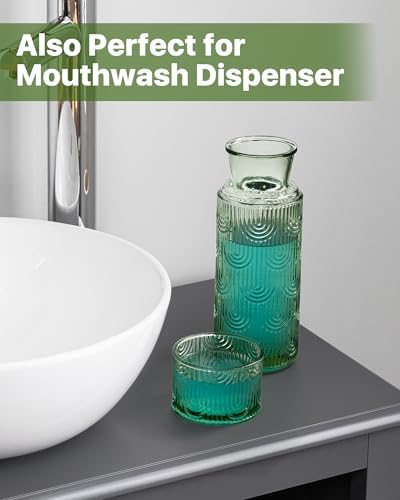 Bedside Water Carafe and Glass Set, 21.6oz, Green - Image 6