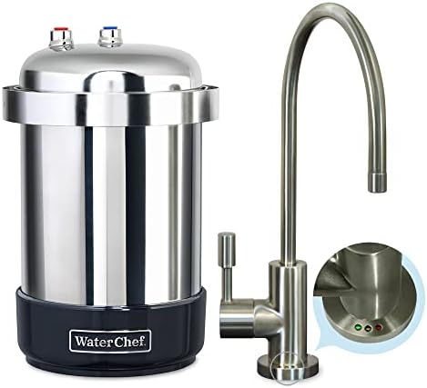 WaterChef Premium Under-Sink Water Filtration System U9000 with Intelligent Monitor & Designer Faucet (Brushed Nickel) | NSF/ANSI Certified 78 Contaminants | 1,000-Gal. | Stainless Steel | Made in USA by WaterChef