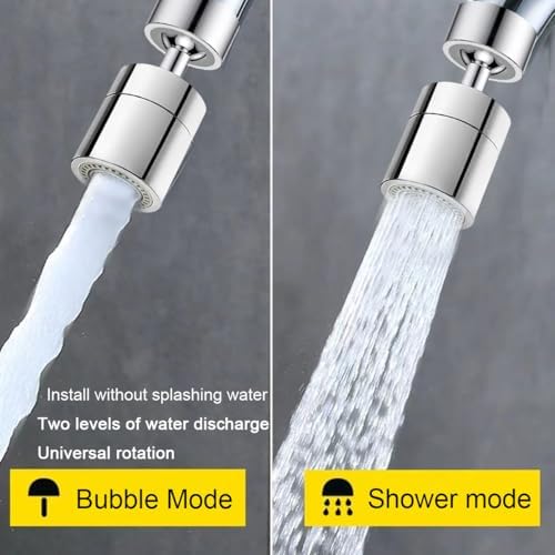 2 Pcs Faucet Aerator, 360° Swivel Kitchen Sink Faucet Aerator, Big Angle Twist, Dual-function 2-Flow Sprayer Faucet Head, Sink Sprayer Attachement, Faucet Replacement Part 55/64'', Chrome - Image 3