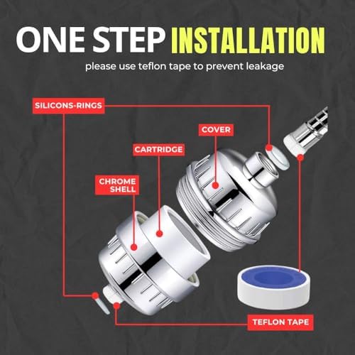 Shower Filter Vitamin C 15 Stage High Output Water Filter With cartridge for Hard Water - Shower Head Filter Removes Chlorine Fluoride and Improves The Condition of Your Skin, Hair - Image 4