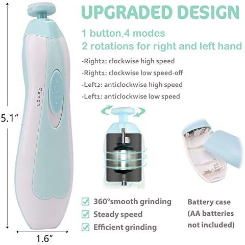 Baby Nail Trimmer Electric Nail File Baby Nail Clippers, Safe Nail Filer Grinder Kit for Newborn Infant Toddler Kids or Adults Toes Fingernails Care Trim Polish, with Led Light and 10 Grinding Heads - Image 3