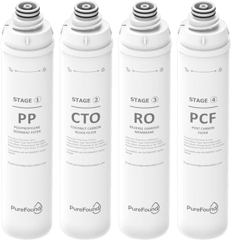RO100ROPOT 4-Pack Water Filter Replacement Cartridge Set Compatible with Bluevua RO100ROPOT and RO100ROPOTUV Series Replacement Filter Cartridge, Pack of 4 Filters (1 PP, 1 CTO, 1 RO, 1 PCF) by Unknown