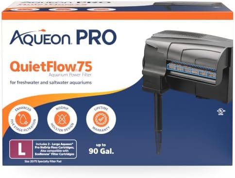 Aqueon PRO QuietFlow Aquarium Power Filter Size 75, Up to 90 Gallons by Aqueon