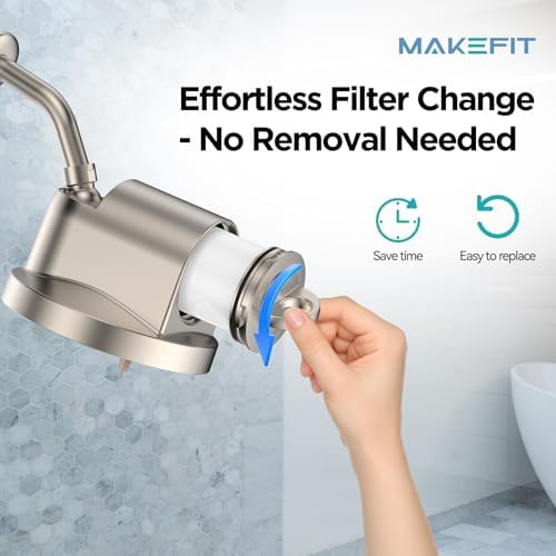 NSF Certified Filtered Shower Head - 5 Settings High Pressure Rain Shower Head with Filter for Hard Water Softener - Easy Install & Replace - Bathroom Showerhead to Remove Chlorine & Heavy Metals - Image 4