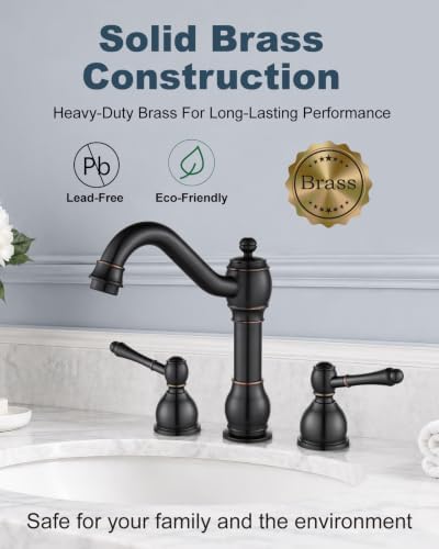 Aolemi Widespread Bathroom Sink Faucet 3 Hole Metal Lever Oil Rubbed Bronze - Image 5