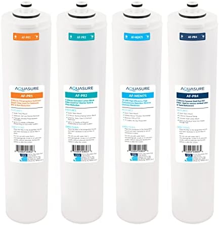 Aquasure Premier Series Complete 4-Stage Quick Twist Filter Replacement Cartridge Bundle Set AF-CP75 | Compatible with AS-PR75 4-Stage Under Sink Reverse Osmosis RO Water Filtration System by Aquasure