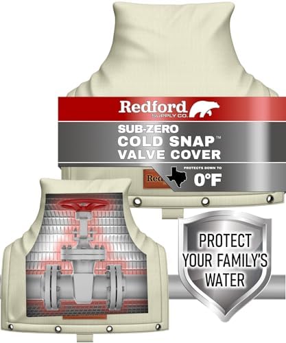 Redford Supply Co. Cold Snap (0°F) Backflow Preventer Insulation Cover, 14"W x 13"H, Pipe Insulation, Water Sprinkler Covers for Outside, Sprinkler Backflow Cover for Winter, Well Pump Bag (Beige) by RedfordSupplyCo