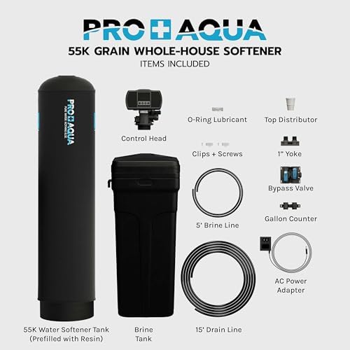 PRO+AQUA Heavy Duty Whole House Water Softener System – 55,000 Grain Capacity, Premium Long-Lasting Resin, 1" Ports - Image 2