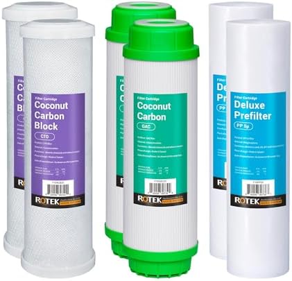 Rotek Water Systems Whole House Water Filtration Set | 3-Stage Water Filter System | 2SED, 2GAC, 2ACB | Clean Water | Sediment, Carbon Block, & Granular Carbon Filter | 2 Year Supply | 20 Inch by RotekWaterSystem