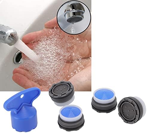 TITA-DONG 4PCS Faucet Aerator Inserts, Plastic Sink Faucet Aerator with Spanner, Bathroom Faucet Aerator, Flow Restrictor 21.5mm Water Saving Faucet Replacement Patrs for Bathroom Kitchen - Image 4