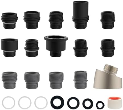 Hibbent 15 Pieces Pull Down Kitchen Faucet Head Adapter Kits with Curved Adapter, Multiple Sink Spray Head Adapters Compatible with Moen, American Standard, Delta, Kohler Faucets by Hibbent