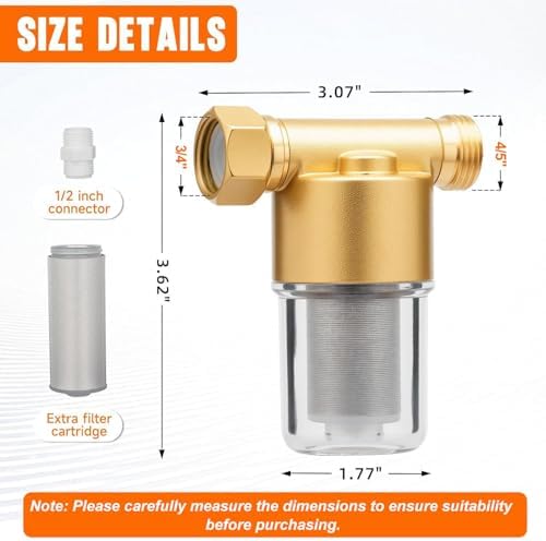 40 Micron Brass Sediment Filter, Reusable Sediment Water Filter for Washing Machine, Shower,Gardens, Well Water Traps Sand Particles, Rust, and Copper Shavings (Brass) - Image 2