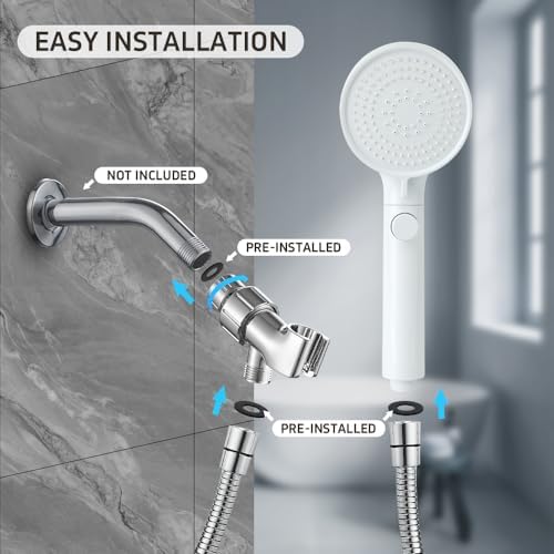 Shower Head with Handheld with ON/Off Switch 3 Modes, White - Image 6