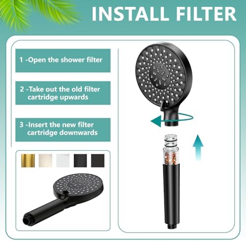 Shower Filter Cartridge Replacement Compatible with SR SUN RISE Handheld Shower Head, Multi-Stage Filtration Water Filter for Hard Water, Chlorine & Impurity Removal for Skin & Hair Care (4 Pack) - Image 4