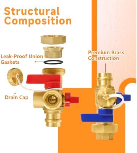 1PC HeSun 3/4" Press Tankless Water Heater Service Valve Kit(Tool055-1) - Image 4
