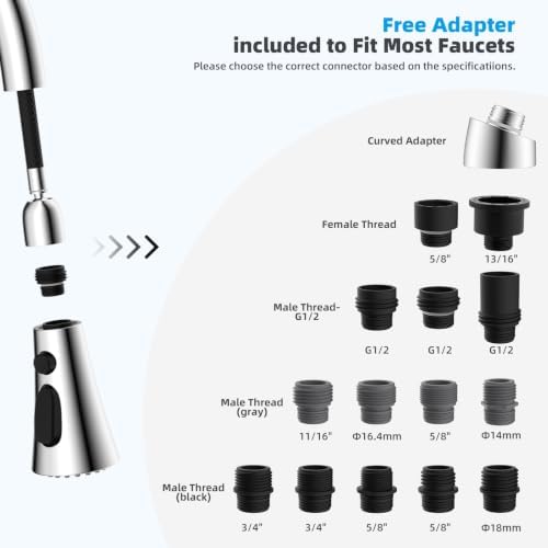 Hibbent cUPC Certified Kitchen Faucet Head Replacement with 15 Adapters - Image 2