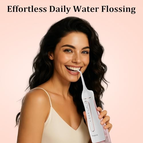 Cordless Portable Water Flosser with 300ML Tank: Rechargeable Oral Irrigator with 5 Tips for Travel, Braces Care and Sensitive Gums, IPX7 Waterproof Teeth Cleaning Device(Pink) - Image 7