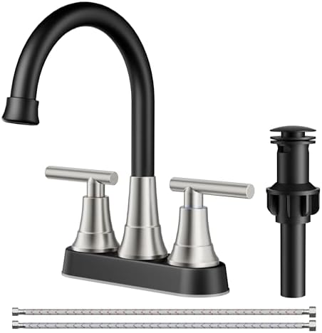 FORIOUS Black and Brushed Nickel Bathroom Faucet 4 Inch Centerset for RV by FORIOUS