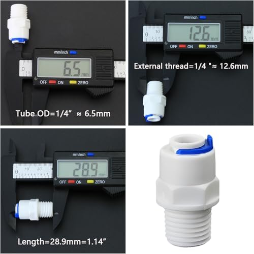 1/4"M to 1/4" Push-Fit Adapter for RO Water Filter, 5 Pcs - Image 4