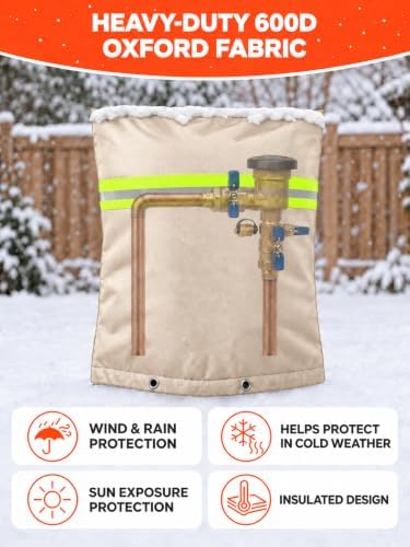 Bitubi Insulated Backflow Cover for Freeze Protection, 50" W x 40" H, Beige - Image 5