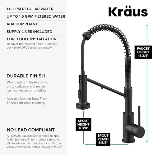Kraus Bolden 2-in-1 Pull-Down Single Handle Kitchen Sink Filter Water Faucet for Reverse Osmosis or Water Filtration System in Matte Black, KFF-1610MB - Image 3