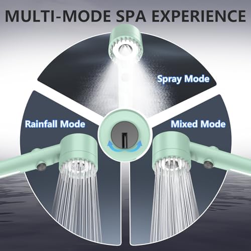 Filtered Shower Head with Handheld, High Pressure Water Flow and Multiple Spray Modes Shower Head with Filter, Power Wash for Hard Water, Showerhead with ON/OFF Switch for Pets Bath (Green) - Image 4