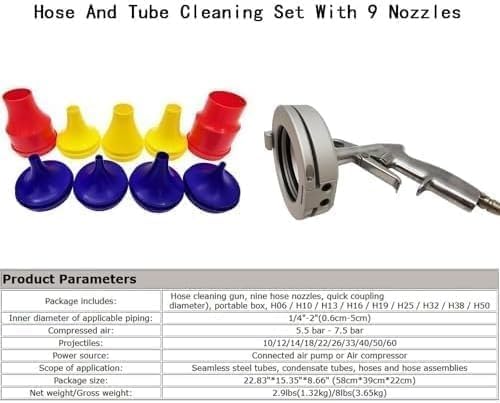 Industrial Pneumatic Pipe Cleaning Gun, Hose and Tube Cleaning Set - Image 2