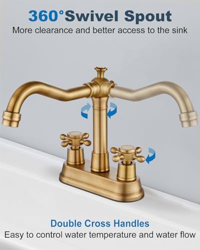 Aolemi 4 Inch Centerset Bathroom Sink Faucet 2 Handle Antique Brass - Image 2