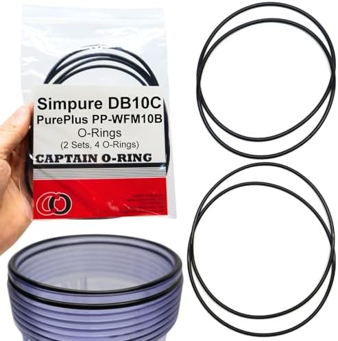 Captain O-Ring – Replacement O-Rings for Simpure DB10C PurePlus PP-WFM10B Filter Housing (2 Sets, 4 O-Rings) by CaptainO-Ring
