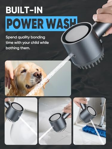 Cobbe Filtered Shower Head with Handheld, High Pressure 5-mode Showerhead with Filters, Built-in Power Wash for Hard Water - Remove Chlorine - Reduces Dry Itchy Skin, Gray Flow Rate 1.8 GPM - Image 5