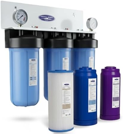 Compact Whole House Water Filter, Smart Series (3-6 GPM | 1-2 People), Triple, Includes 1" Connection | Crystal Quest by CrystalQuest