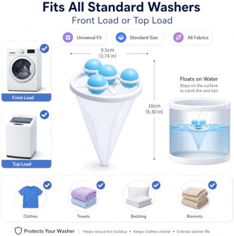 Washing Machine Hair Filter Mesh Bags, Floating Washing Machine Filter Bags, Reusable Lint Catcher for Washing Machine, Washing Machine Lint Catcher for Laundry - Image 5