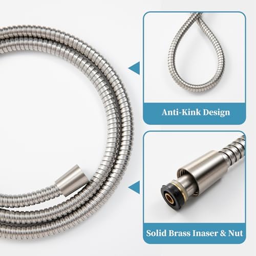 OFFO Handheld Shower Head Set, 6-Mode Brushed Nickel High Pressure Handheld Sprayer with 60" Stainless Steel Hose & Holder, High Flow Large Powerful Boosting Handheld Showerhead for Low Water Pressure - Image 6
