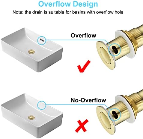 CREA Bathroom Sink Drain, Bathroom Sink Stopper with Drain Hair Catcher Pop Up Drain 1 1/2" for Bathroom Vanity Kitchen Sink with Overflow, Gold - Image 4