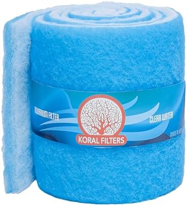 Premium Aquarium Filter Media Pad - Cut-to-Fit Roll, Fresh and Saltwater Safe, Blue & Dye-Free Options, Made in USA(Blue Bonded, 12"x96"(8 ft) by 0.75") by KoralFilters