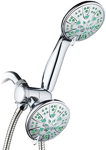 AquaDance Antimicrobial/Anti-Clog High-Pressure 30-setting Dual Head Combination Shower with Microban Nozzle Protection From Growth of Mold, Mildew & Bacteria for a Healthier Shower– Coral Green, 4 In by AquaDance