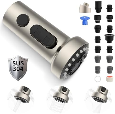 Hibbent Stainless Steels Pull Down Kitchen Faucet Head Replacement by Hibbent