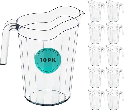 DecorRack 10 Pack 75 oz Polycarbonate Pitchers, Beverage Dispenser by DecorRack